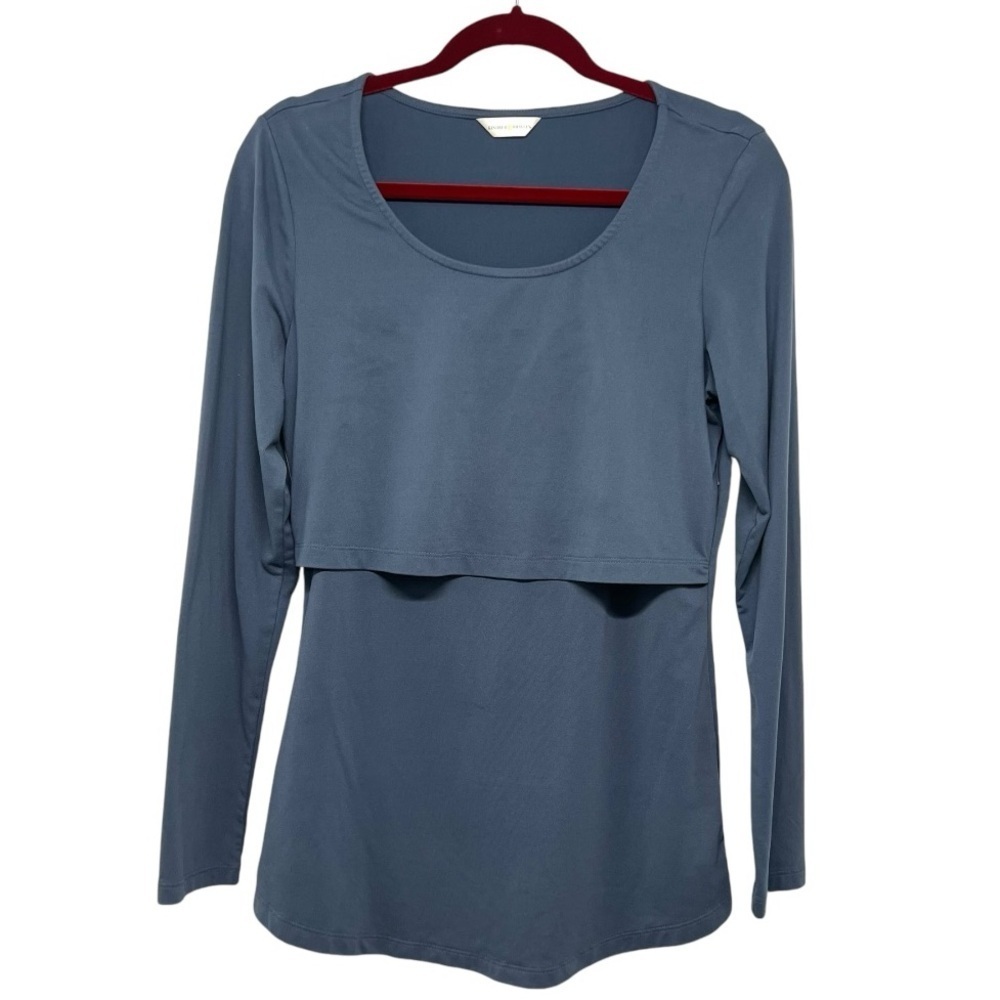 Kindred Bravely Slate Blue Maternity Post Partum Nursing Pullover Top Medium - Picture 3 of 8
